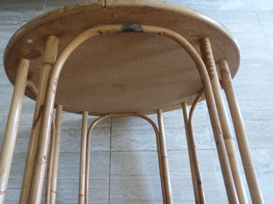 Image 1 of Vintage table basse guéridon rotin / formica