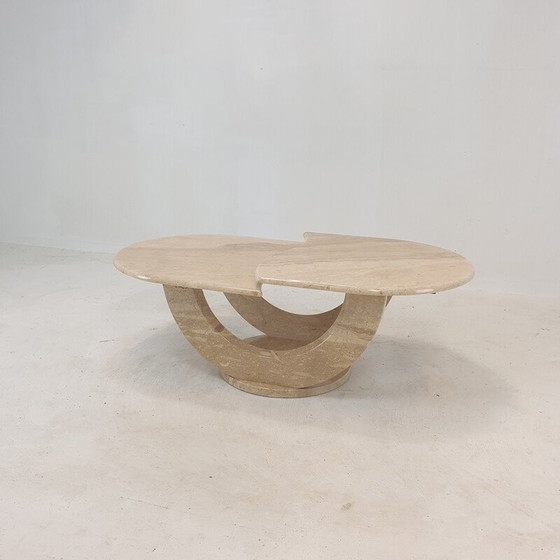 Image 1 of Table basse italienne vintage en travertin, 1980