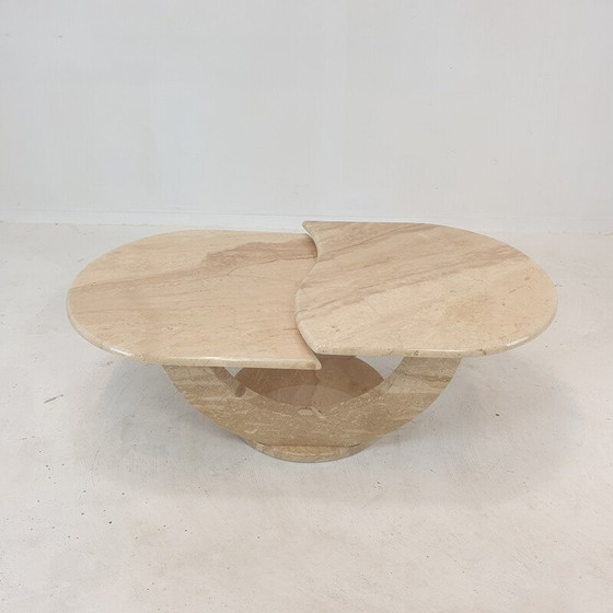 Image 1 of Table basse italienne vintage en travertin, 1980