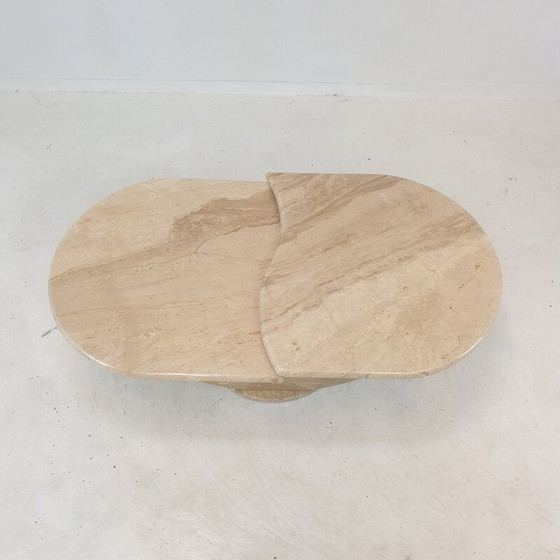 Image 1 of Table basse italienne vintage en travertin, 1980