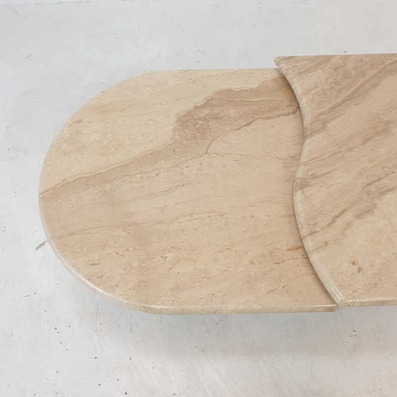 Image 1 of Table basse italienne vintage en travertin, 1980