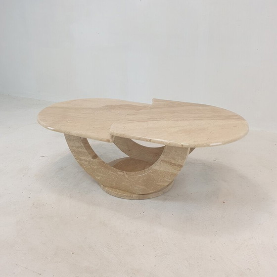 Image 1 of Table basse italienne vintage en travertin, 1980