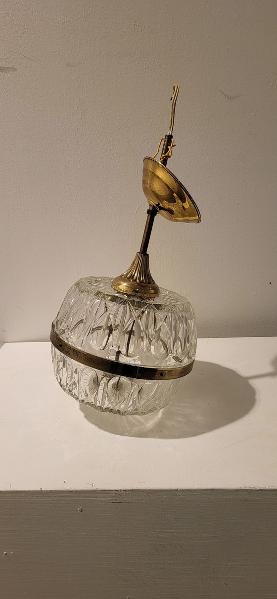 Image 1 of Plafonnier en verre cristallin Hollywood Regency