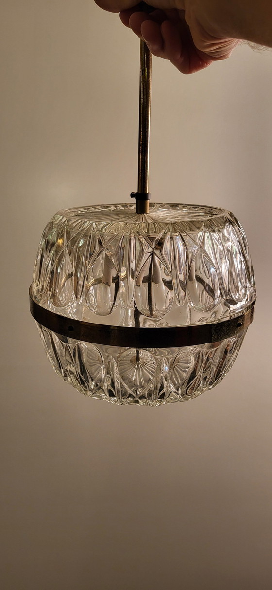 Image 1 of Plafonnier en verre cristallin Hollywood Regency