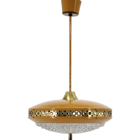 Image 1 of Lampe suspendue vintage en métal et verre pour l'Expo de Bruxelles, Tchécoslovaquie 1960