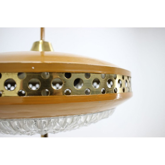 Image 1 of Lampe suspendue vintage en métal et verre pour l'Expo de Bruxelles, Tchécoslovaquie 1960