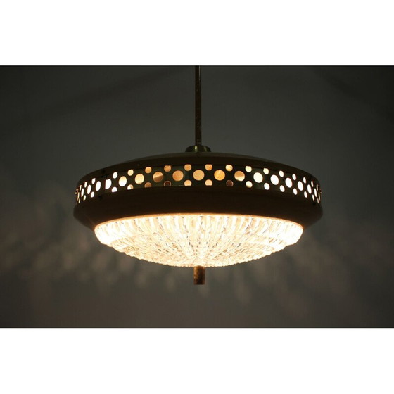 Image 1 of Lampe suspendue vintage en métal et verre pour l'Expo de Bruxelles, Tchécoslovaquie 1960
