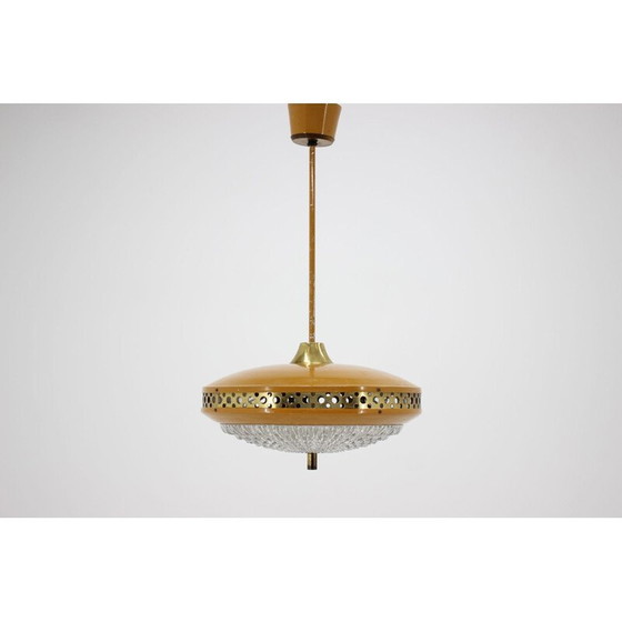 Image 1 of Lampe suspendue vintage en métal et verre pour l'Expo de Bruxelles, Tchécoslovaquie 1960