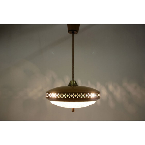 Image 1 of Lampe suspendue vintage en métal et verre pour l'Expo de Bruxelles, Tchécoslovaquie 1960