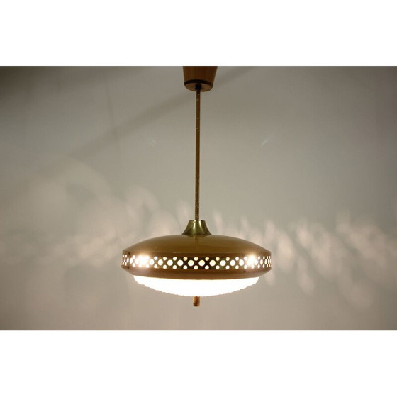 Image 1 of Lampe suspendue vintage en métal et verre pour l'Expo de Bruxelles, Tchécoslovaquie 1960
