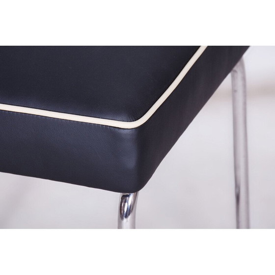 Image 1 of Tabouret vintage Bauhaus en acier chromé et cuir par Marcel Breuer pour Mücke Melder, Tchécoslovaquie 1930