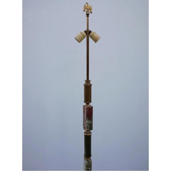 Image 1 of Lampadaire vintage en marbre onyx et or, Italie 1960