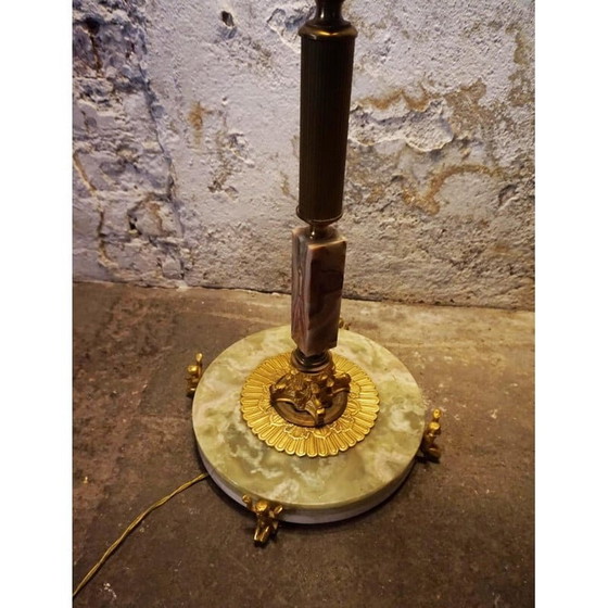 Image 1 of Lampadaire vintage en marbre onyx et or, Italie 1960