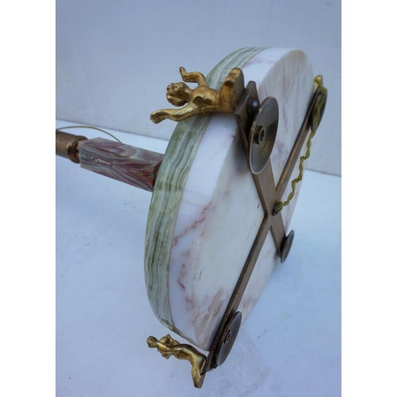 Image 1 of Lampadaire vintage en marbre onyx et or, Italie 1960