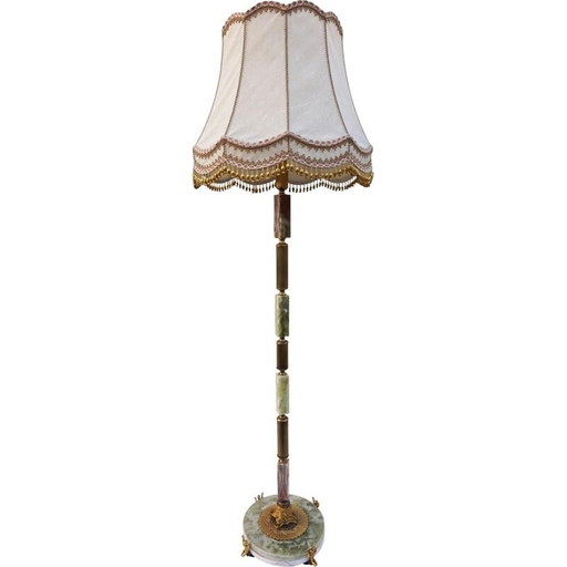 Lampadaire vintage en marbre onyx et or, Italie 1960