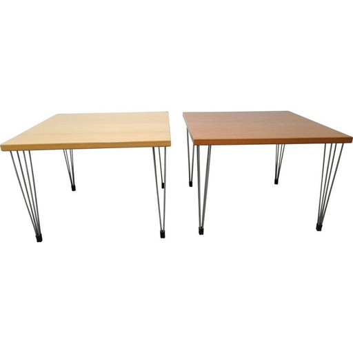 Paire de tables basses en bois vintage, 1980