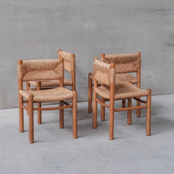 Image 1 of Ensemble de 4 chaises de salle à manger vintage en rotin, Italie années 1960