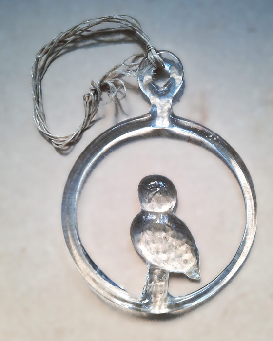 Image 1 of Suncather Window Pendant Owl Designer Bertil Vallien For Kosta Boda