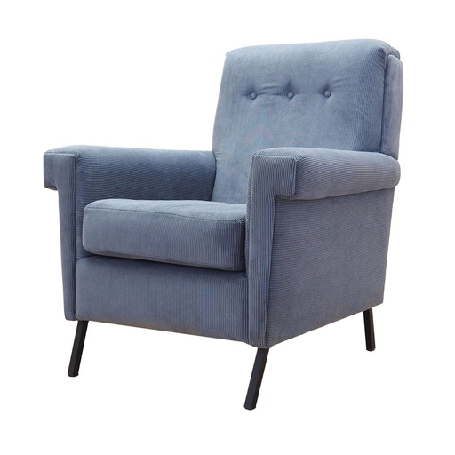 Fauteuil bleu, Design italien, 1970S, Production : Italie