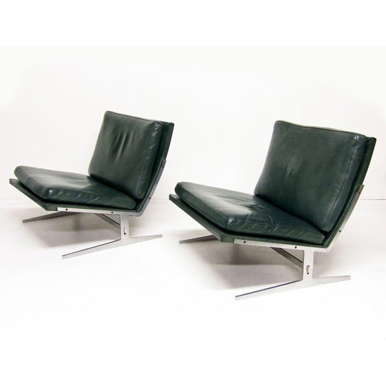 Image 1 of Paire de fauteuils Bo-561 vintage en acier et cuir par Preben Fabricius et Jorgen Kastholm pour Bo-Ex, années 1960