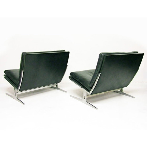Image 1 of Paire de fauteuils Bo-561 vintage en acier et cuir par Preben Fabricius et Jorgen Kastholm pour Bo-Ex, années 1960