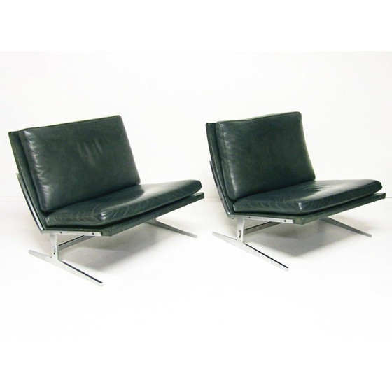 Image 1 of Paire de fauteuils Bo-561 vintage en acier et cuir par Preben Fabricius et Jorgen Kastholm pour Bo-Ex, années 1960