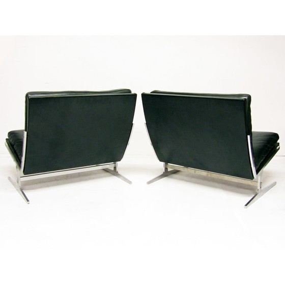 Image 1 of Paire de fauteuils Bo-561 vintage en acier et cuir par Preben Fabricius et Jorgen Kastholm pour Bo-Ex, années 1960