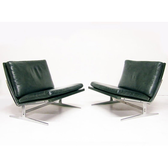 Image 1 of Paire de fauteuils Bo-561 vintage en acier et cuir par Preben Fabricius et Jorgen Kastholm pour Bo-Ex, années 1960
