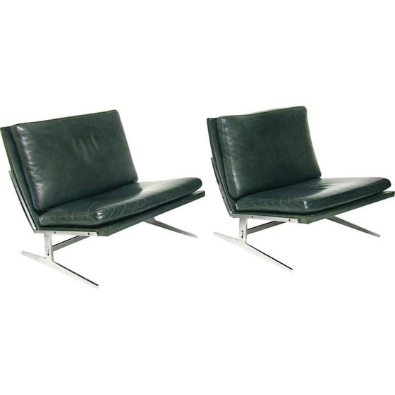 Image 1 of Paire de fauteuils Bo-561 vintage en acier et cuir par Preben Fabricius et Jorgen Kastholm pour Bo-Ex, années 1960