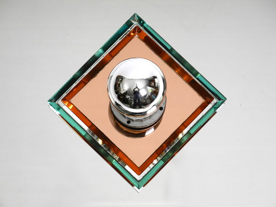 Image 1 of Superbe grand miroir italien des années 1980, plafonnier au design postmoderne