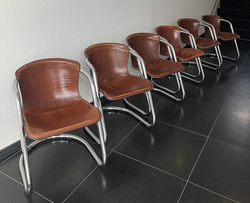 6x chaise de salle à manger Metaform cognac