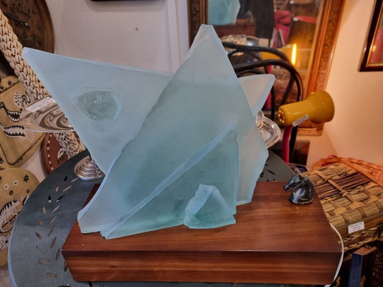 Image 1 of Lampe En Verre Sablé Pour Cardin