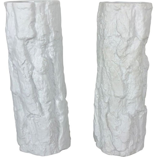 Paire de vases en porcelaine vintage OP Art, Brutalist, par Bareuthe Waldsassen, Allemagne 1970
