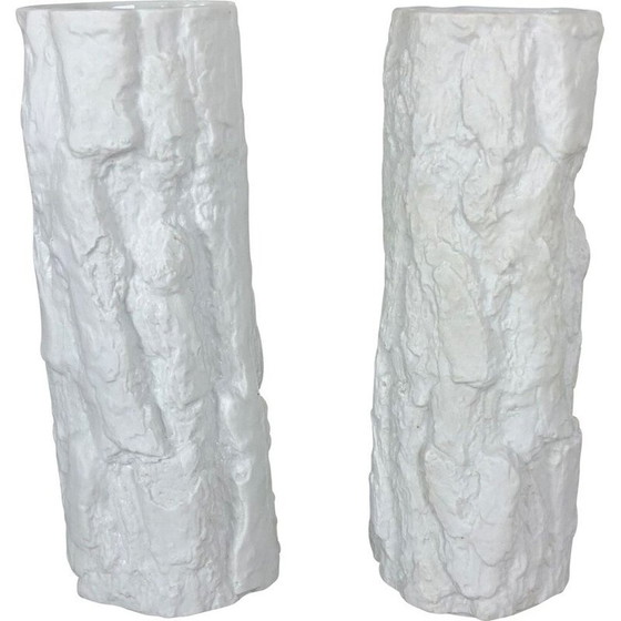 Image 1 of Paire de vases en porcelaine vintage OP Art, Brutalist, par Bareuthe Waldsassen, Allemagne 1970