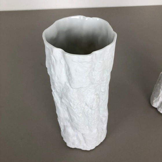Image 1 of Paire de vases en porcelaine vintage OP Art, Brutalist, par Bareuthe Waldsassen, Allemagne 1970