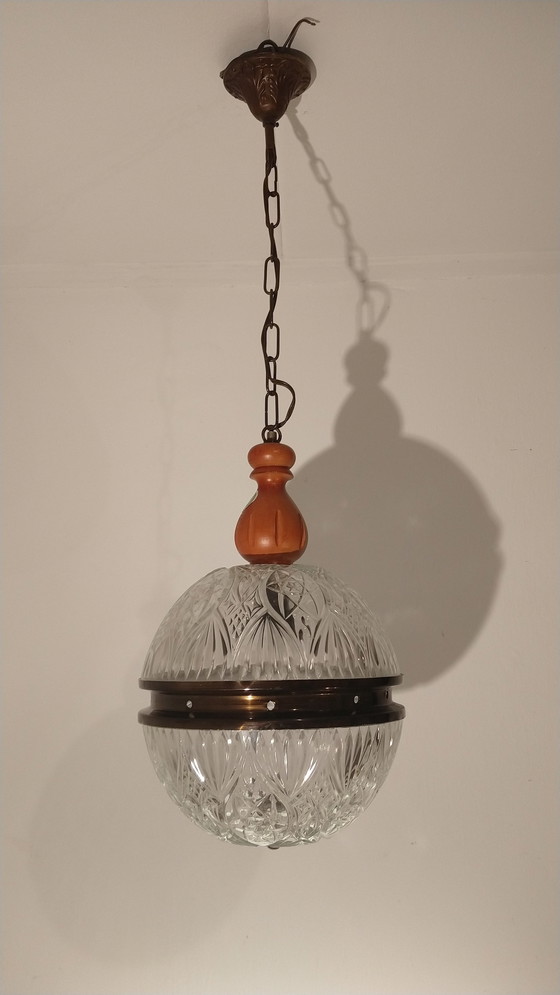 Image 1 of Lampe pendante vintage verre diamant