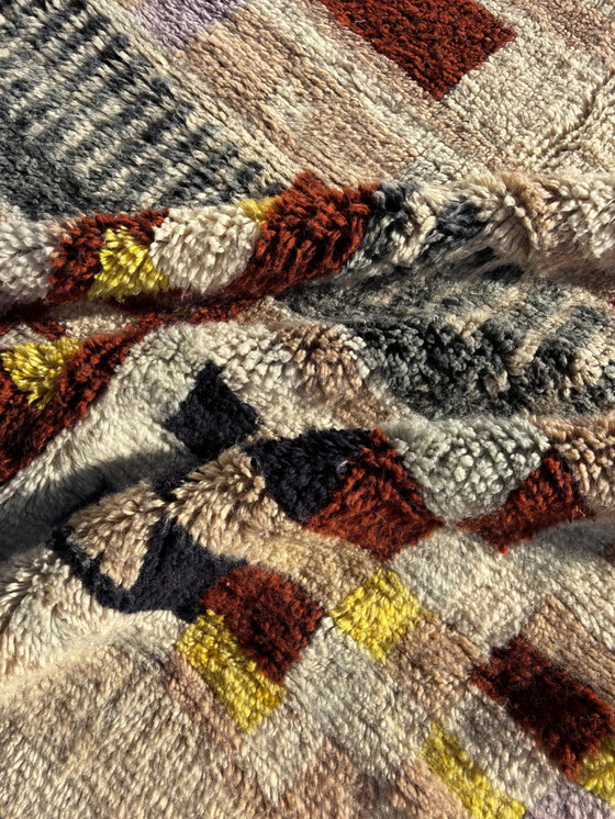 Image 1 of Tapis marocain Beni Ouarain tissé à la main - motifs géométriques colorés - 200X300 Cm