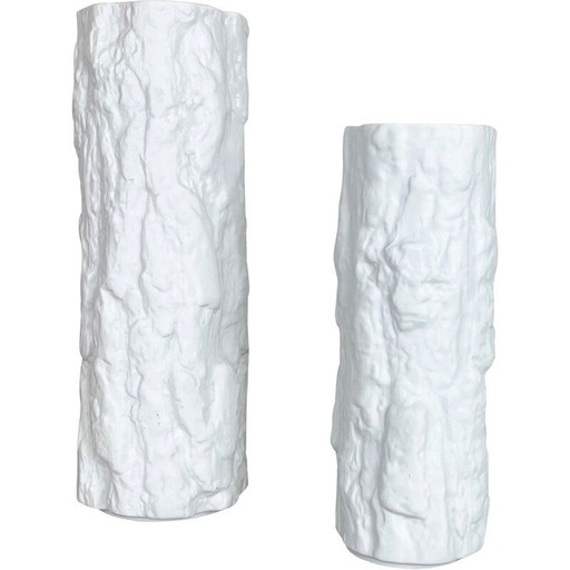 Paire de vases en porcelaine Op Art Brutalist par Bareuther, Allemagne 1970