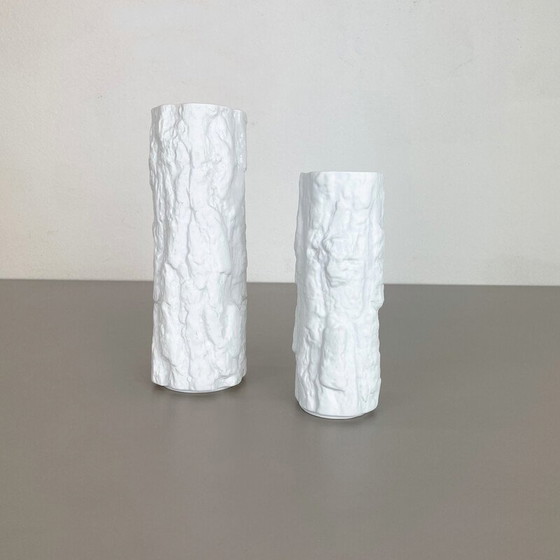 Image 1 of Paire de vases en porcelaine Op Art Brutalist par Bareuther, Allemagne 1970