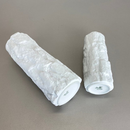 Paire de vases en porcelaine Op Art Brutalist par Bareuther, Allemagne 1970