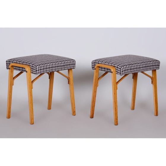 Image 1 of Paire de tabourets vintage en bois de hêtre par Ludvik Volak, Tchécoslovaquie 1950