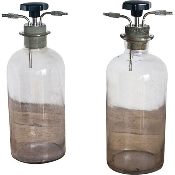 Image 1 of Paire de bouteilles en verre vintage, Espagne 1960