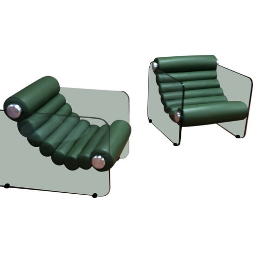 Paire de fauteuils en cuir vintage de Fabio lenci