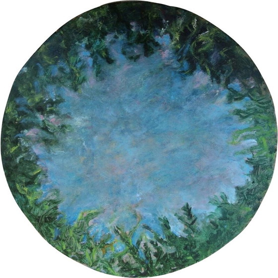 Image 1 of Huile sur bois vintage "Cercle Printanier 3" par Elodie Huré