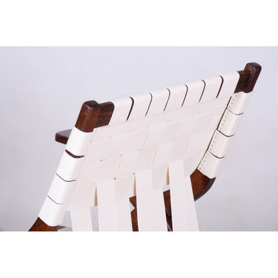 Image 1 of Fauteuil Vintage Art Déco en chêne et coton par Jan Vaněk, Tchécoslovaquie 1940