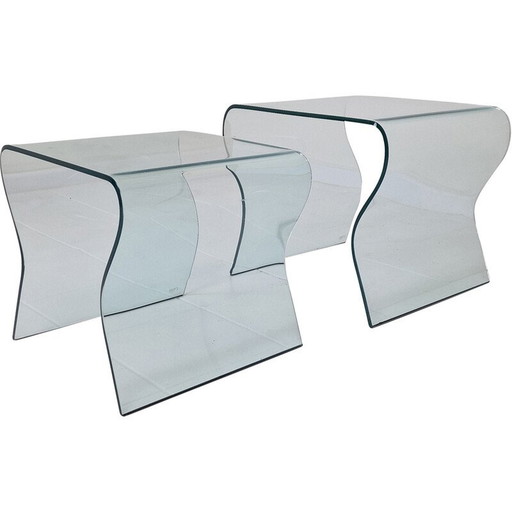 Table gigogne vintage en verre "Tango" par Fabio Di Bartolomei pour Fiam Italia