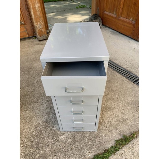 Commode industrielle vintage en métal gris, 1980