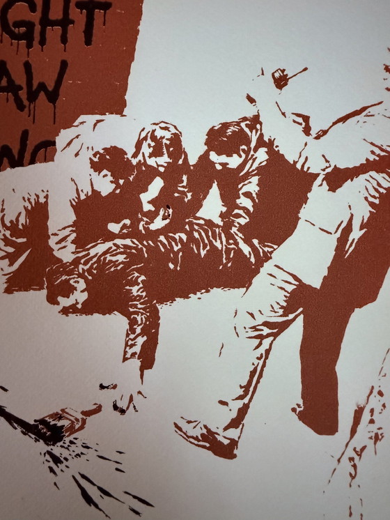 Image 1 of Banksy : Lithographie signée, numérotée 55/250, "I Fought The Law And I Won" (Je me suis battu contre la loi et j'ai gagné)