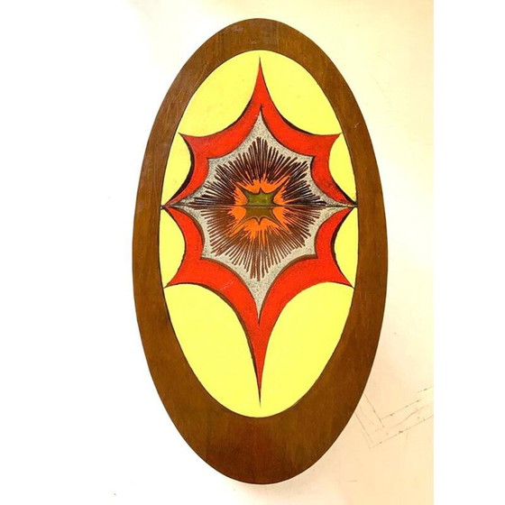 Image 1 of Table basse ovale vintage en noyer massif courbé, Italie 1960