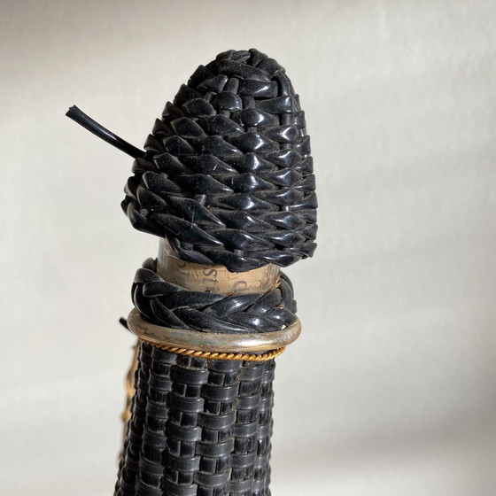 Image 1 of Ancienne Bouteille Verre et Scoubidou Vintage Tressage Plastique
